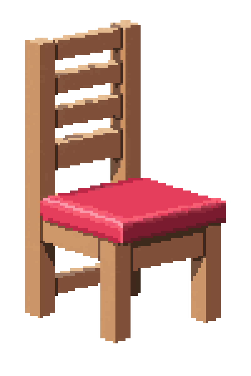 wooden lifeguard chair with red cushion pixel art