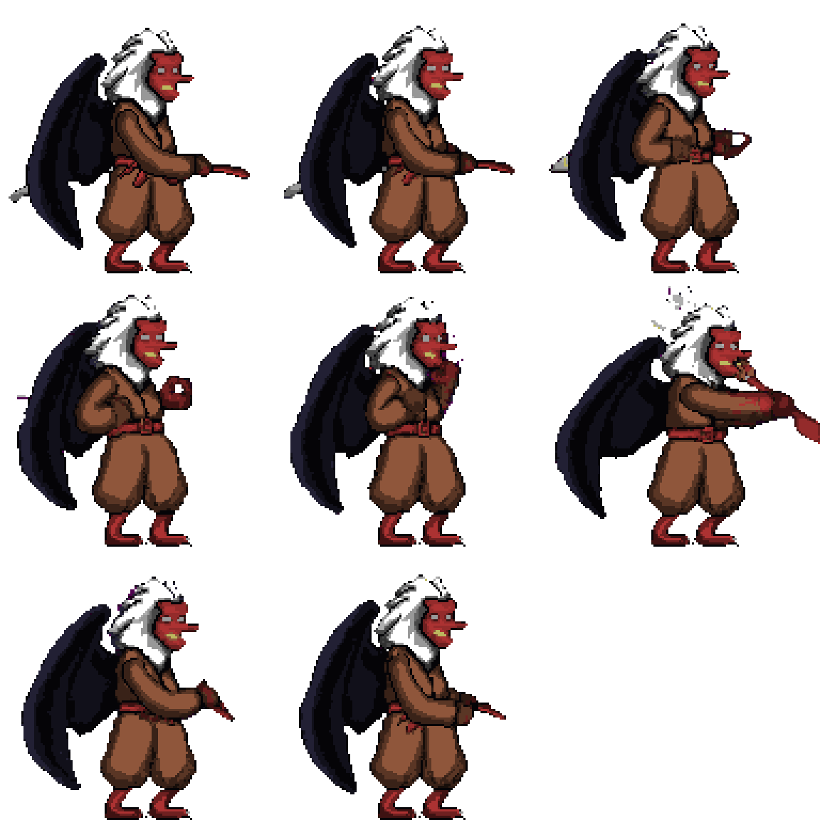 Red Demon Character Attacking pixel art
