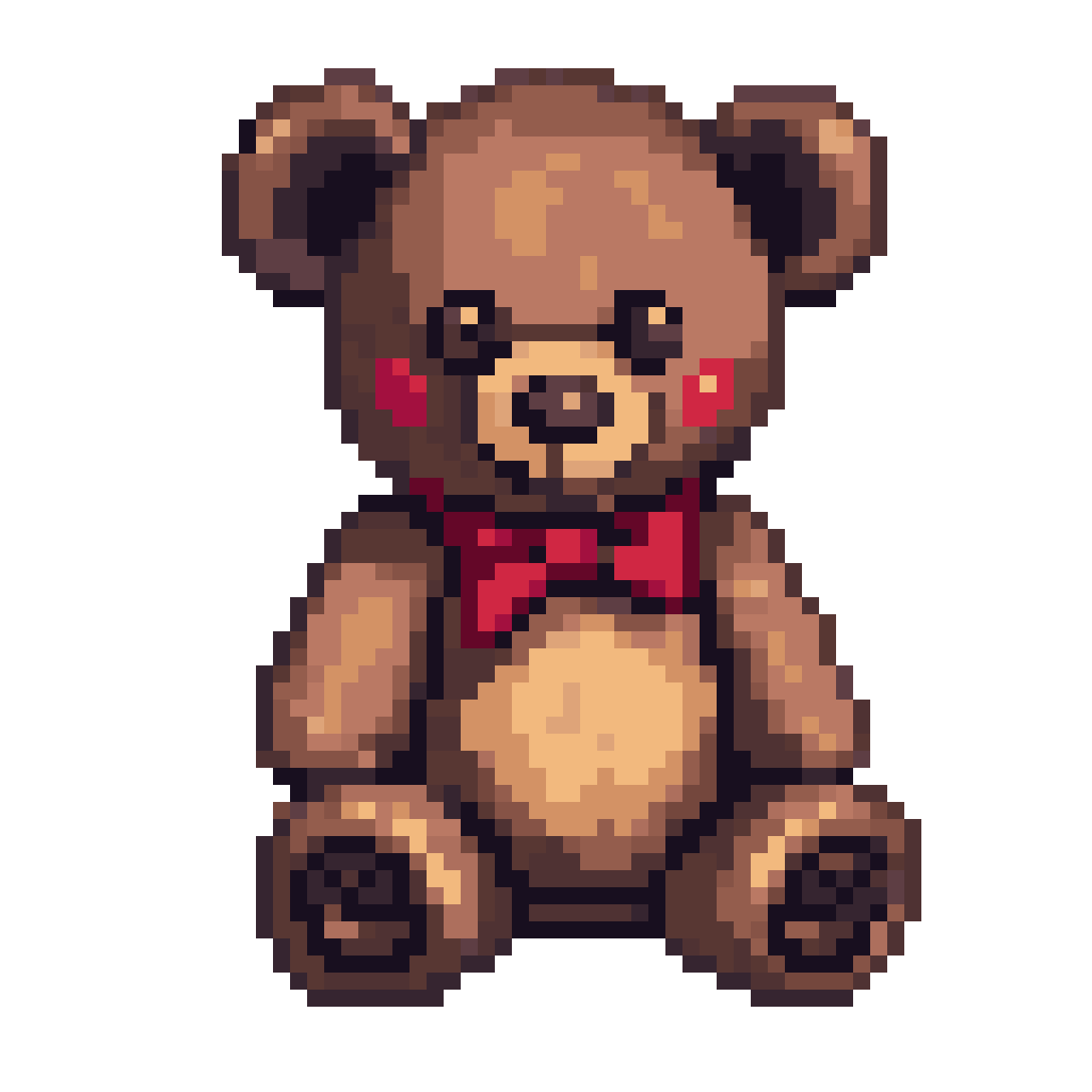 side-view pixel art teddy bear, pixel art