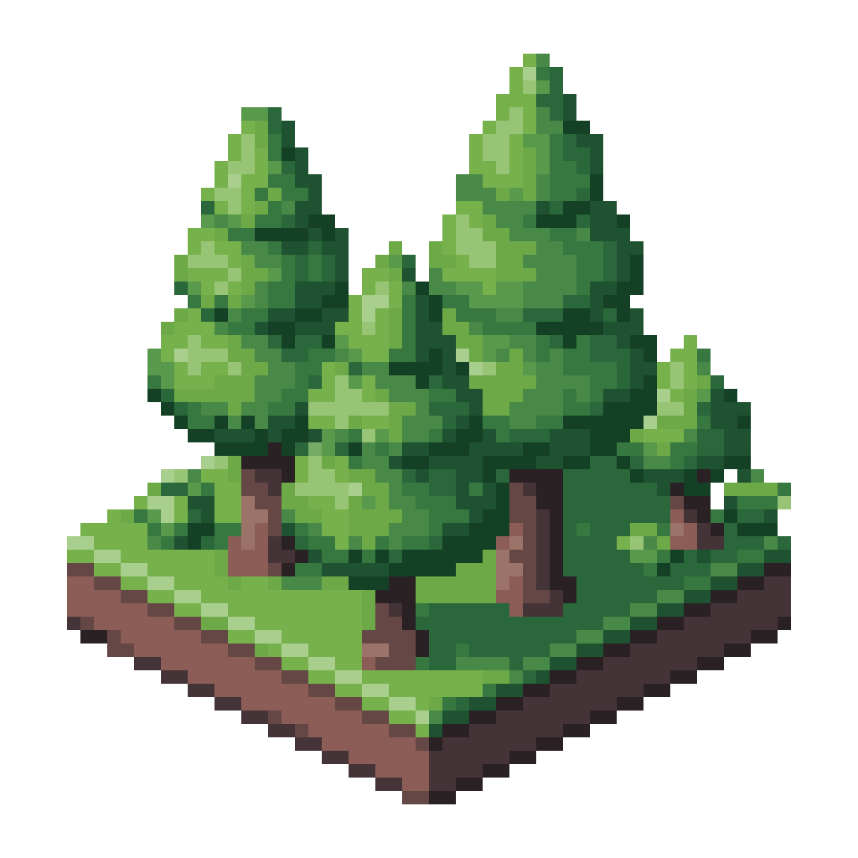 2D Pixelated Green Forest Top View pixel art