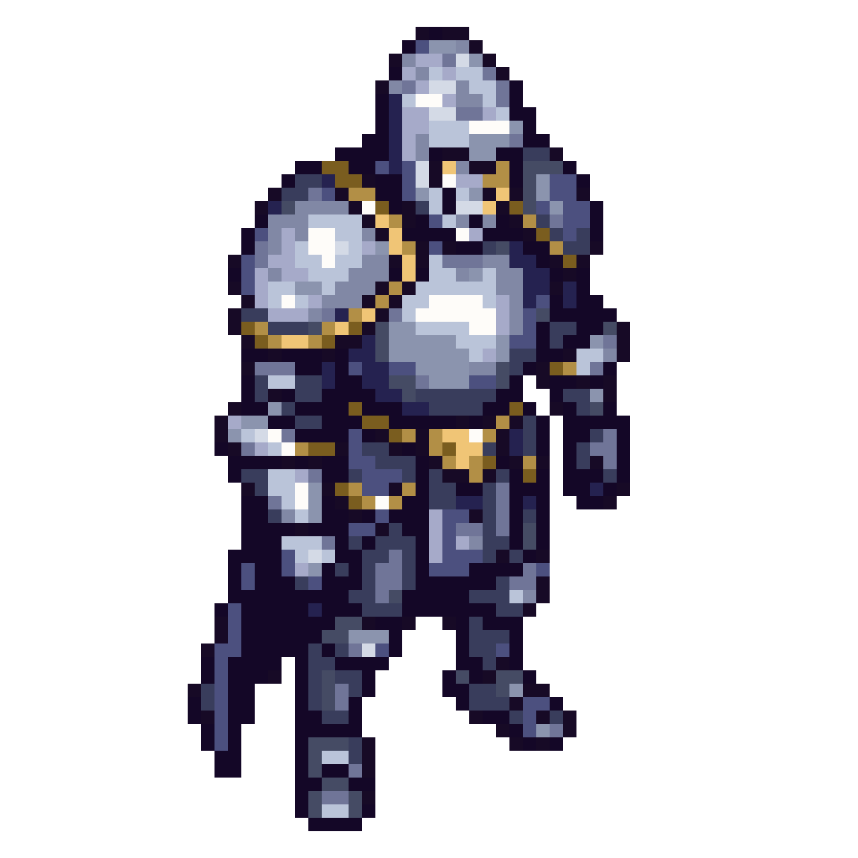 Man Knight Character in Silver Armor pixel art