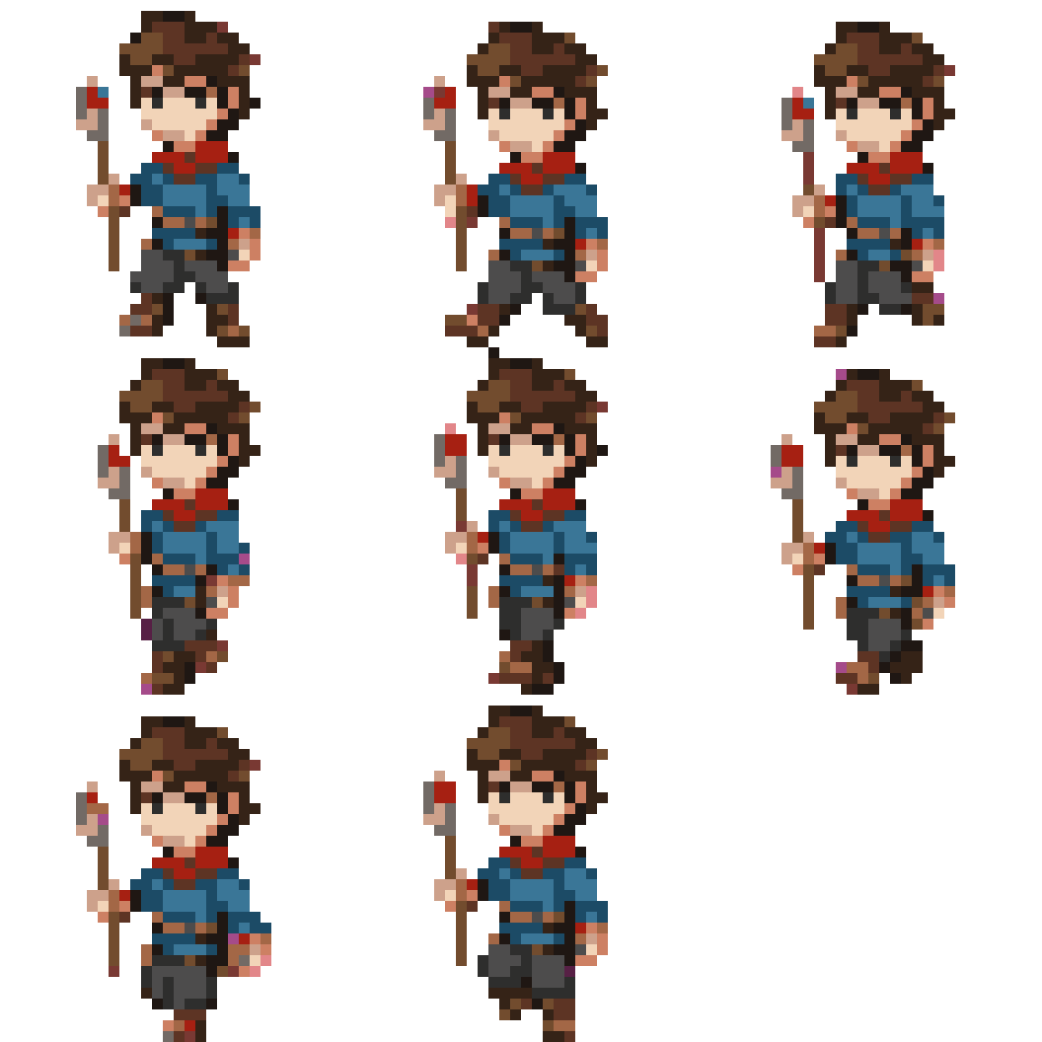 Adventurous Young Hero Walking pixel art