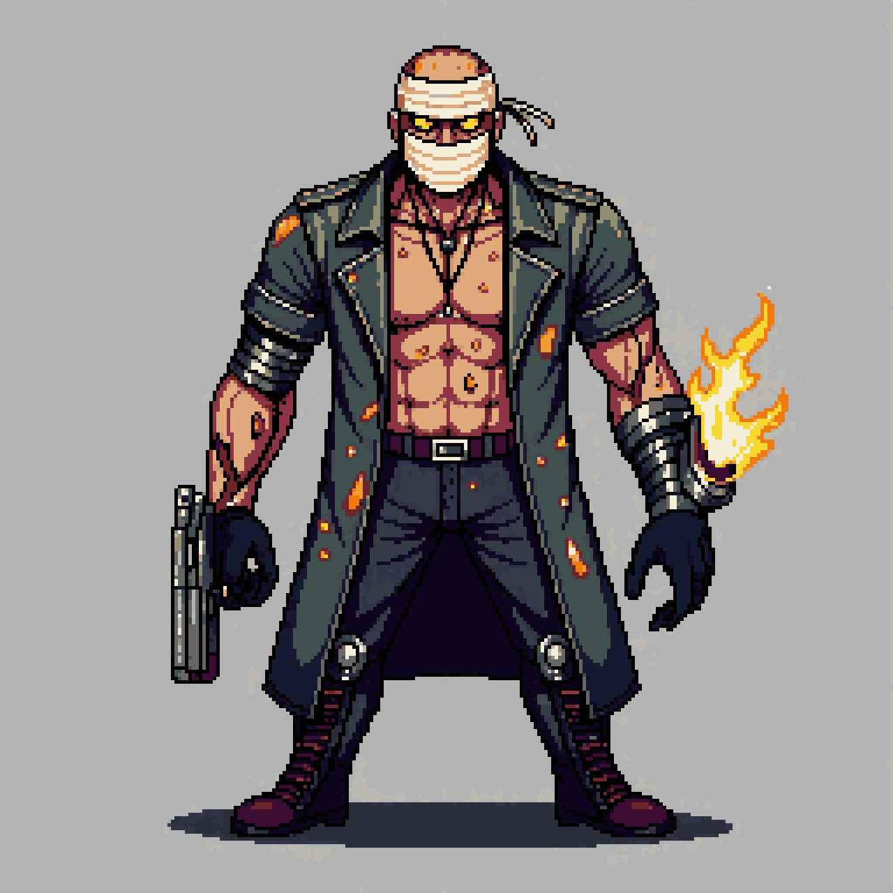 Mutilated Cybernetic Protagonist pixel art