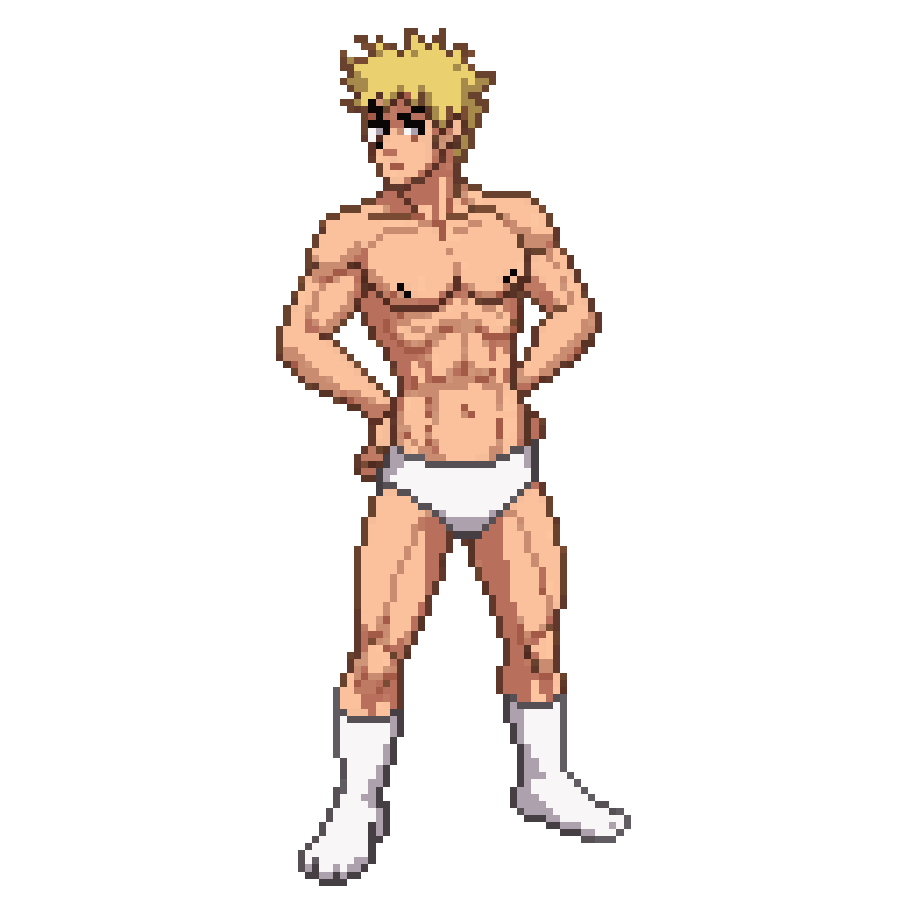 muscular male with blonde hair pixel art