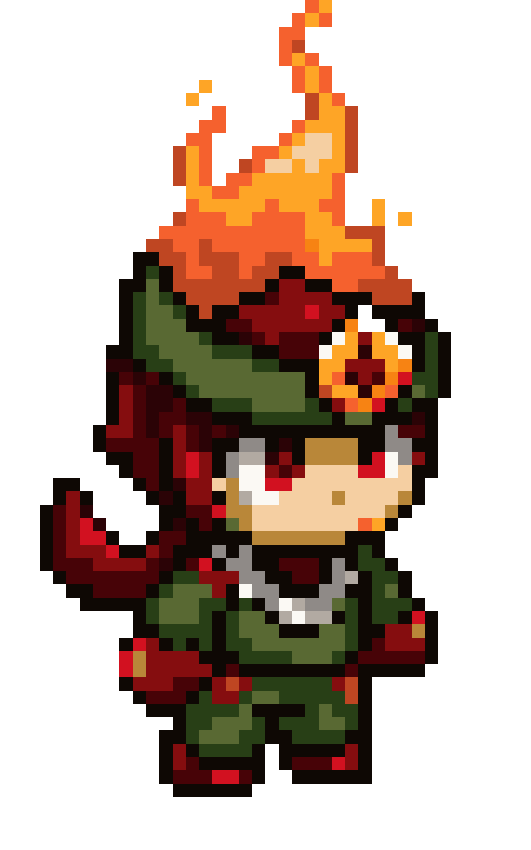 Tofu Ninja on Fire pixel art