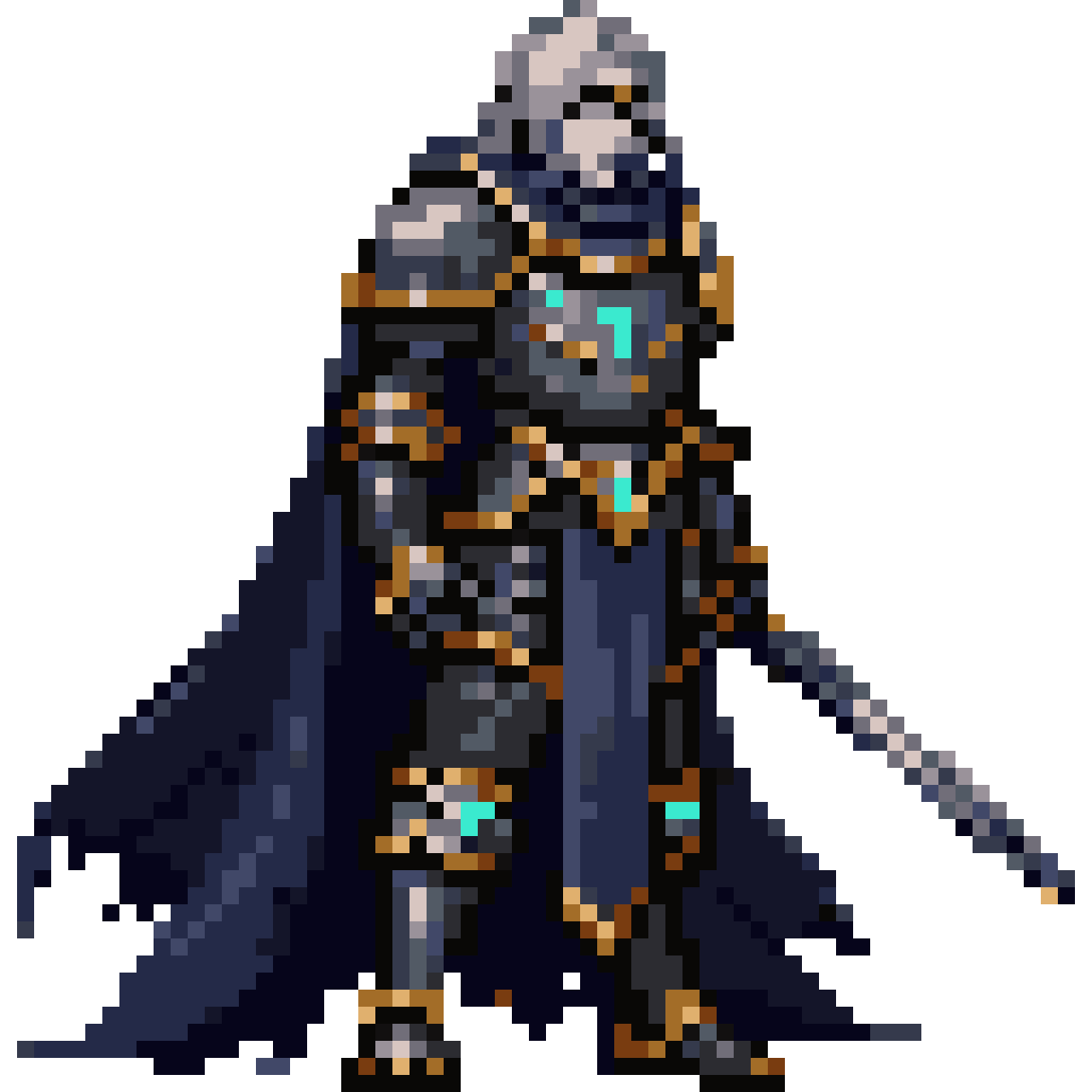 dark fantasy knight with glowing runes pixel art
