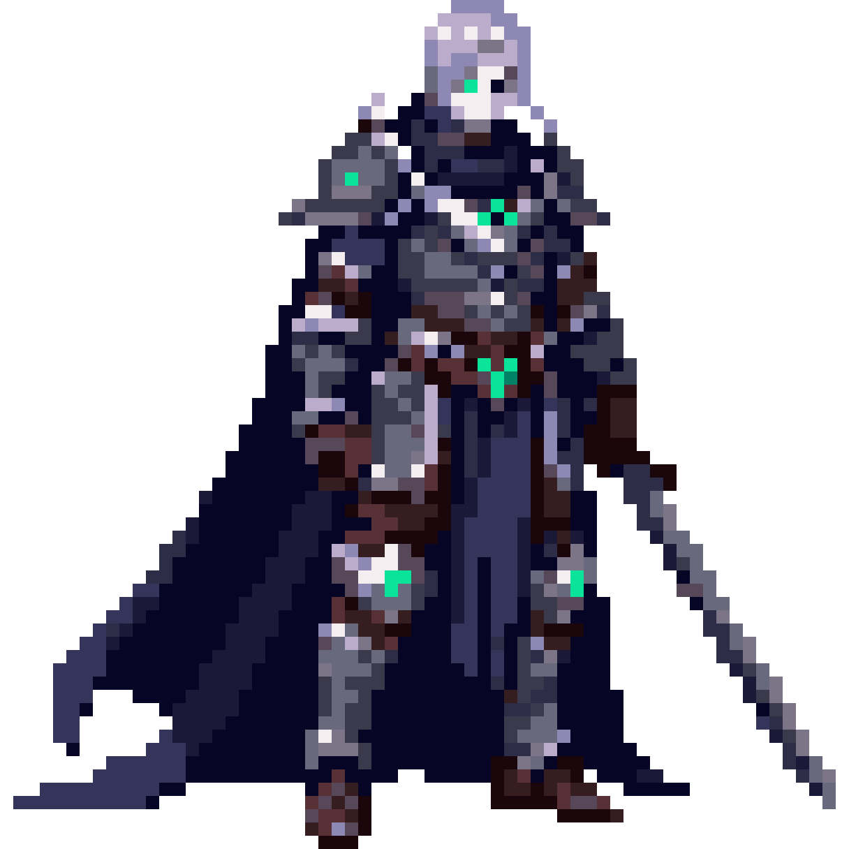 dark fantasy knight with glowing runes pixel art