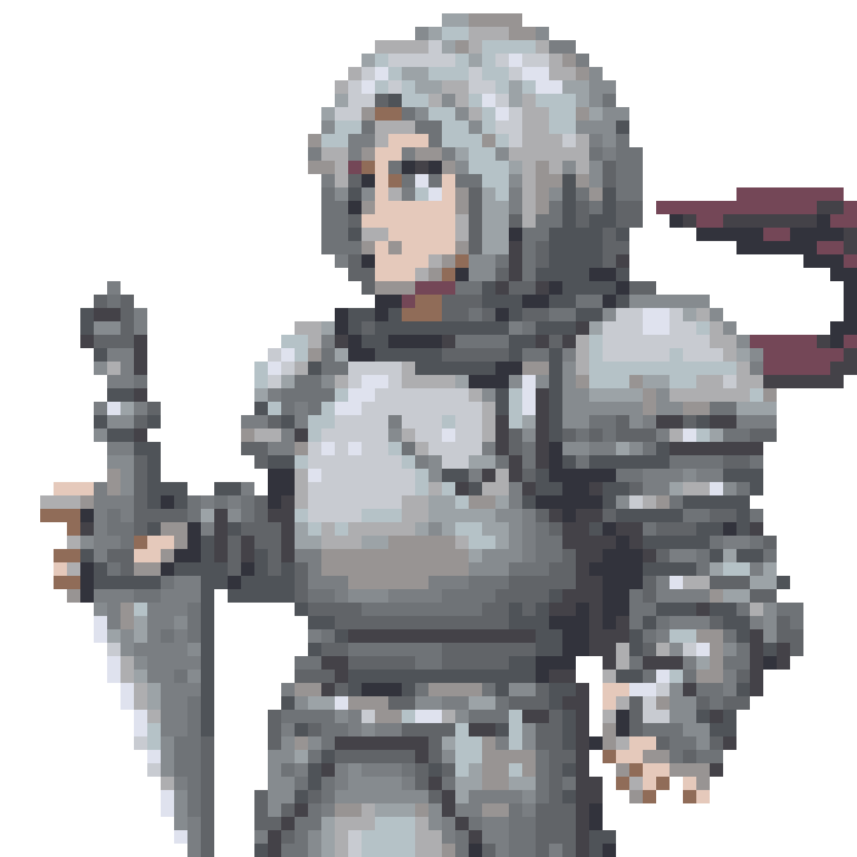 dark fantasy knight with glowing runes pixel art