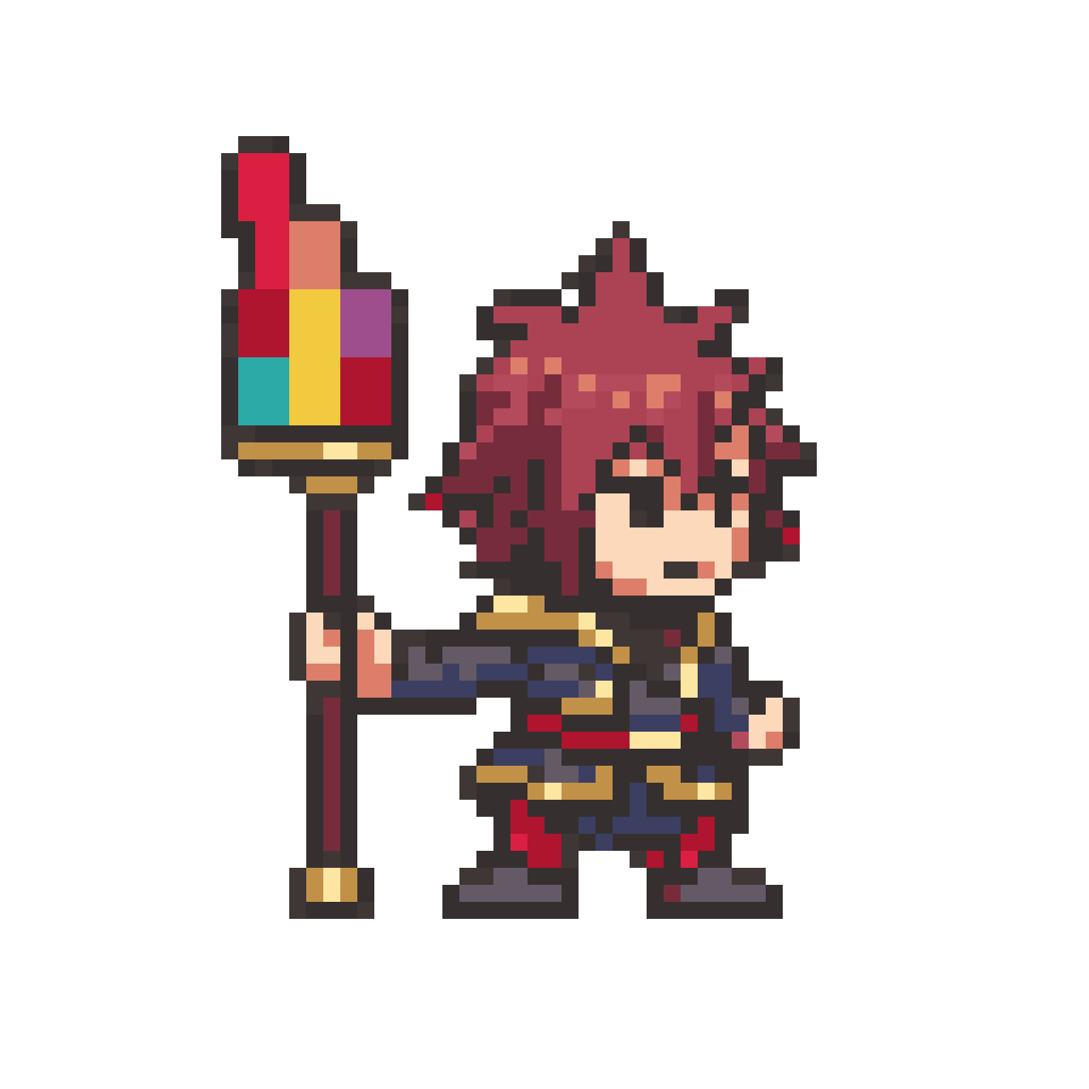Chibi Mage with Tetris Staff pixel art
