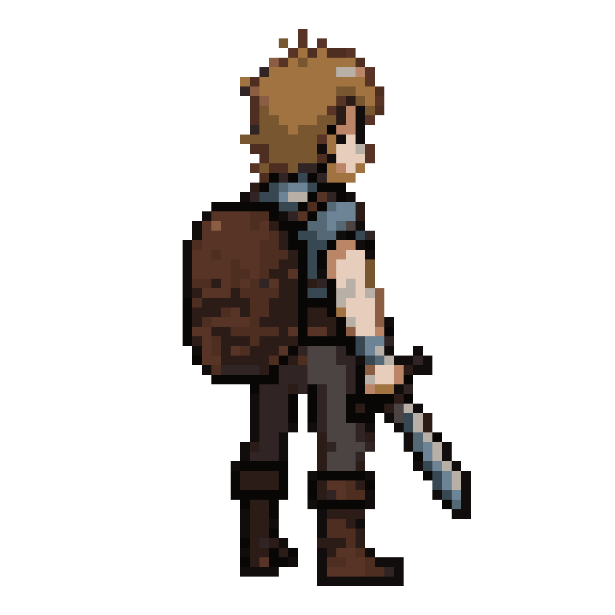 Adventurer with Sword and Shield pixel art
