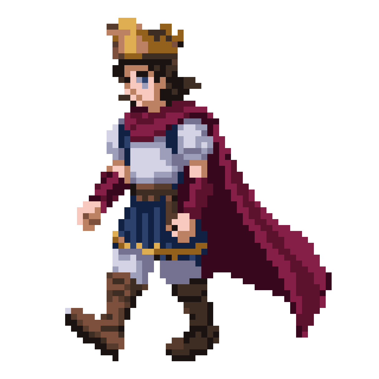 Souriante prince avec couronne pixel art