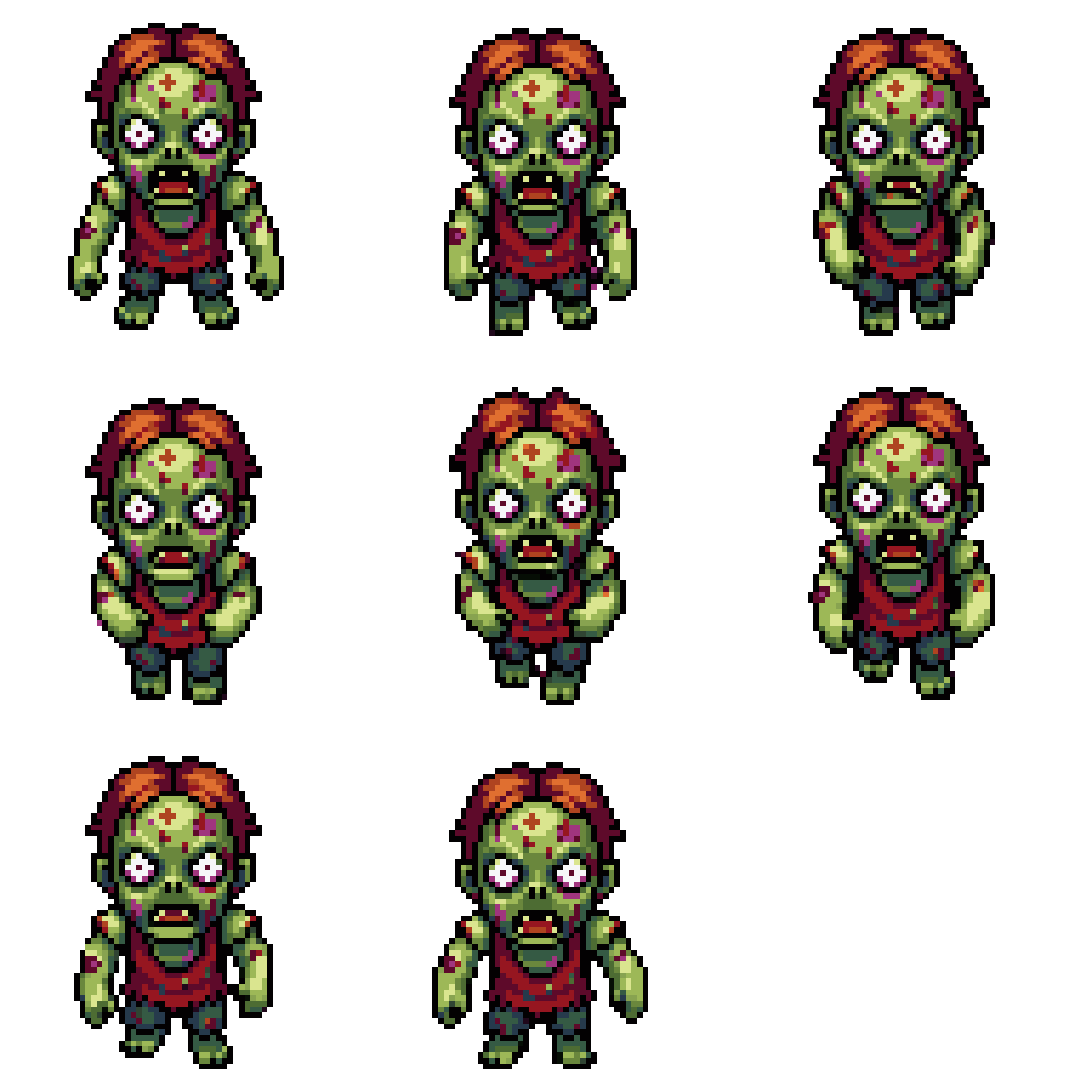 a zombie Running pixel art