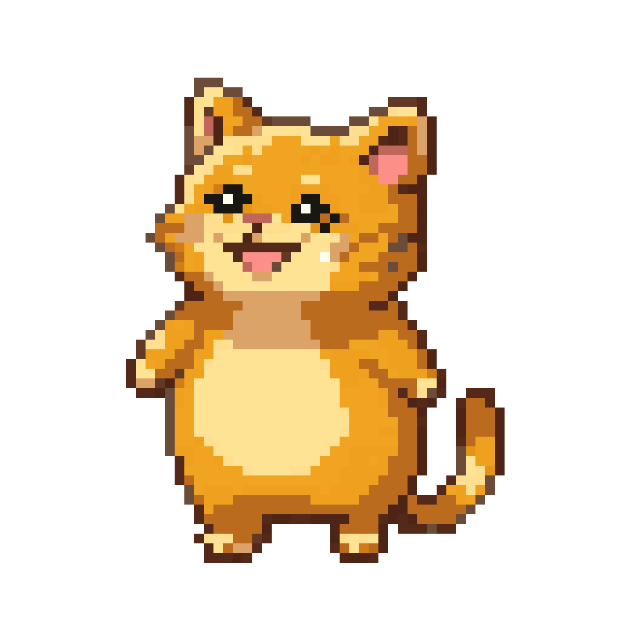 orange cute chubby cat pixel art