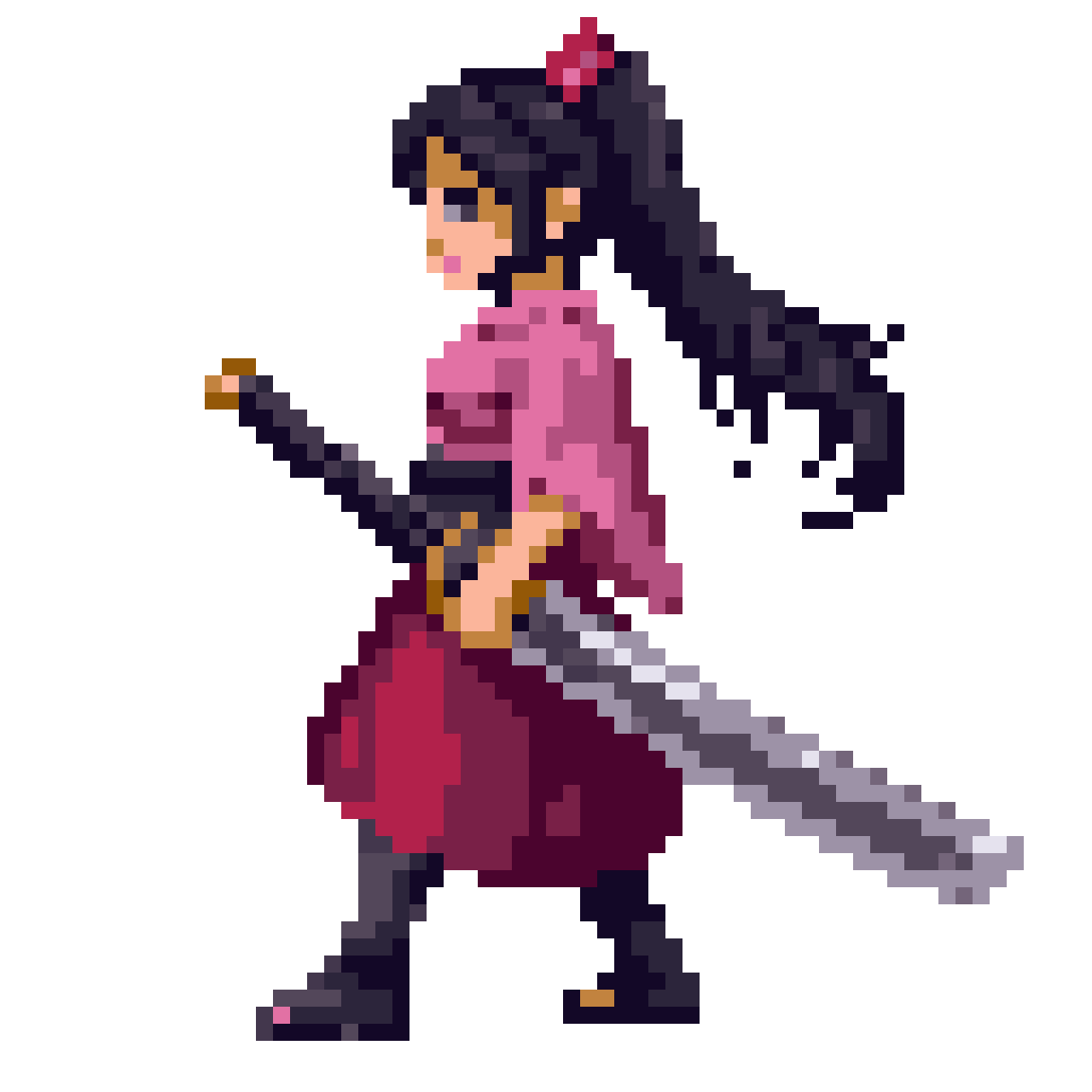 young samurai girl Tatsu Yamashiro as Katana pixel art