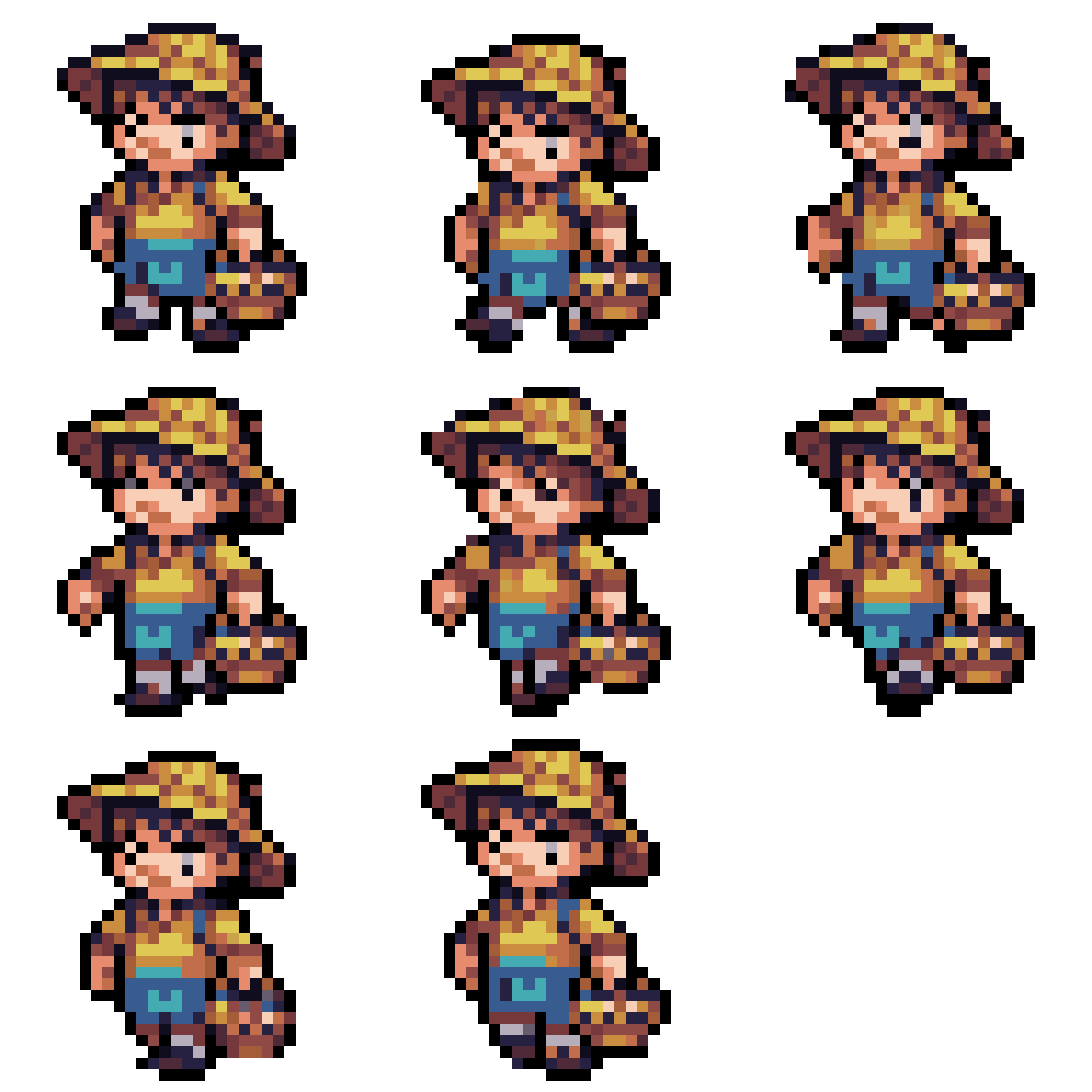 Farmer Character Walking pixel art