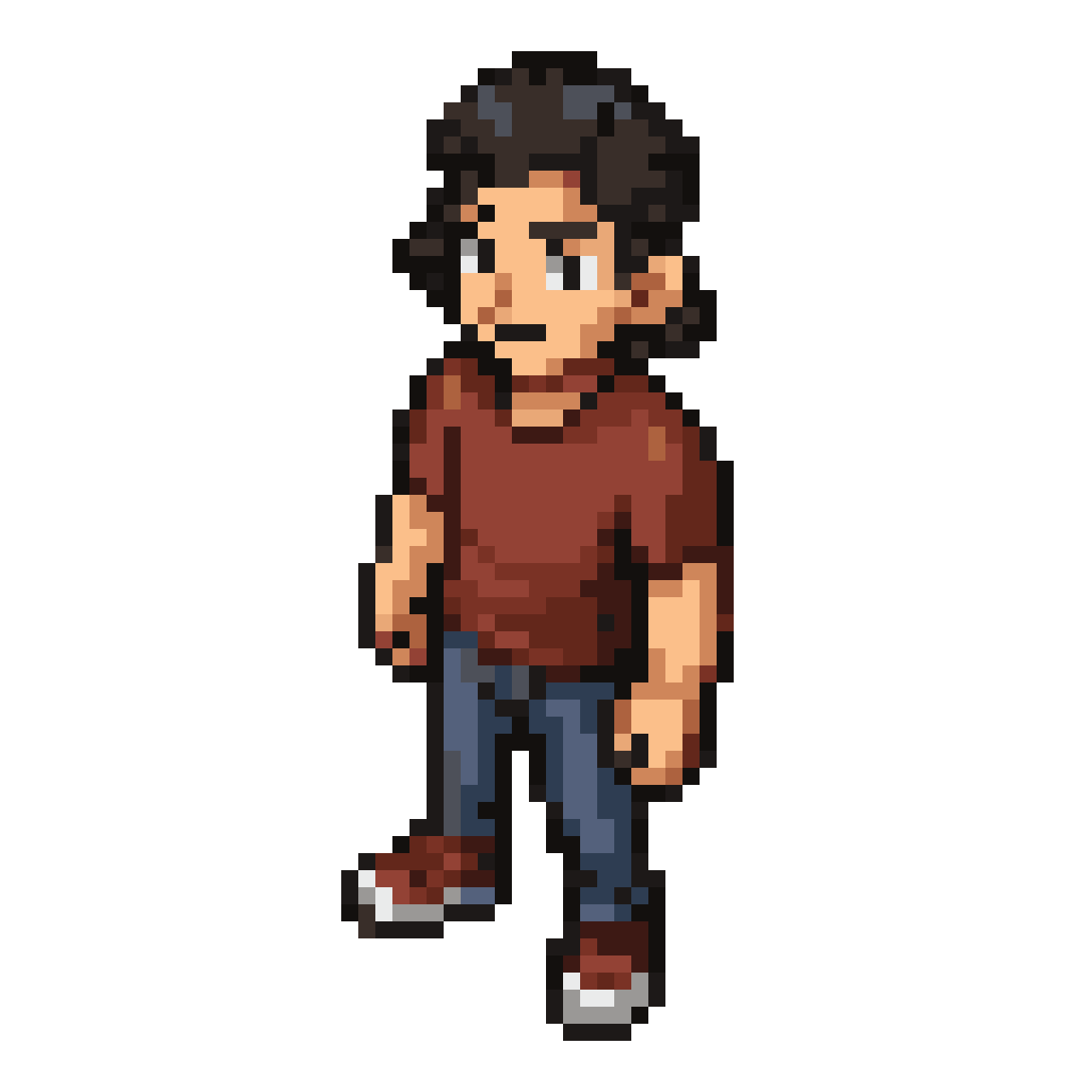 Elderly Man in Leather Outfit pixel art