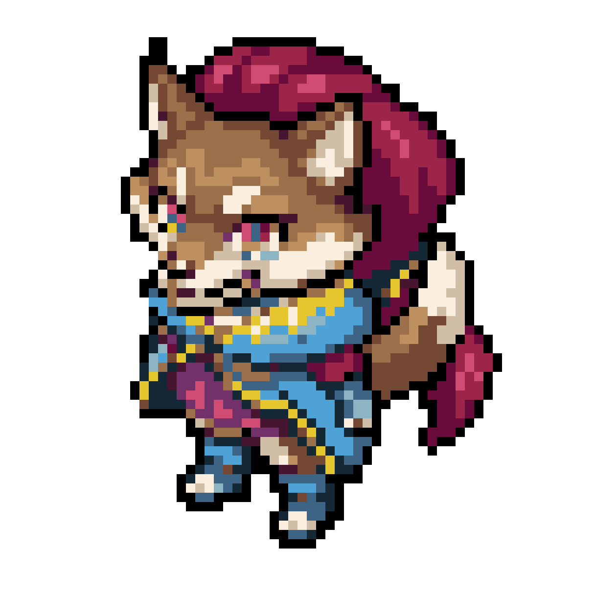 Anime Pixel Art Wolf Girl Character pixel art
