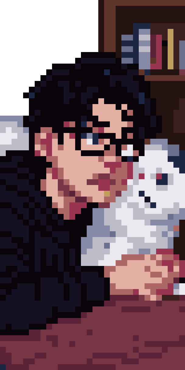 16-bit young man in hoodie pixel art
