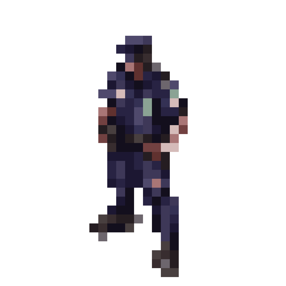 Police officer. Dark/gritty. NOT big-head pixel art