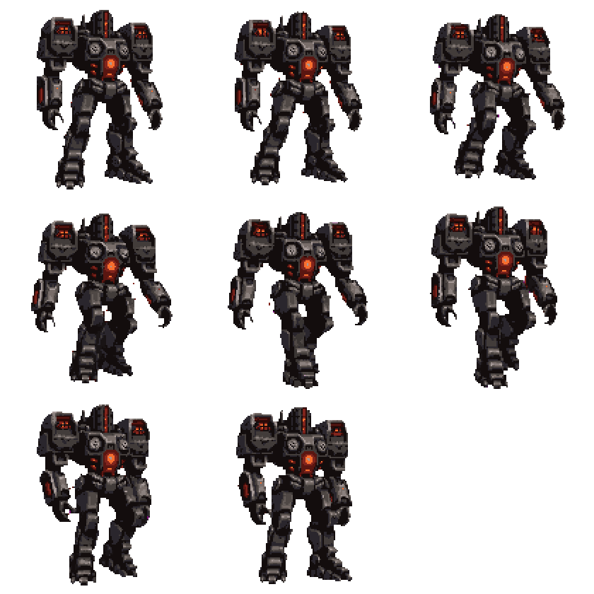 Black Mech Suit Walking pixel art