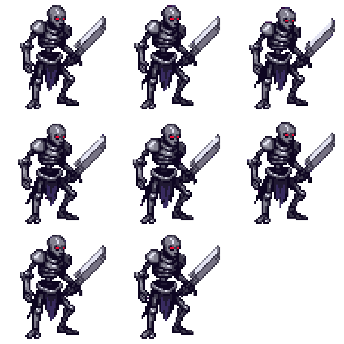 Armored Skeleton Warrior Idle pixel art