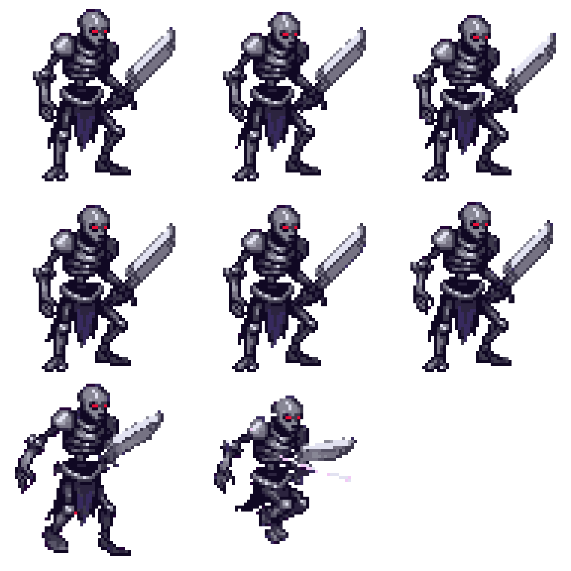 Armored Skeleton Warrior Idle Jumping pixel art