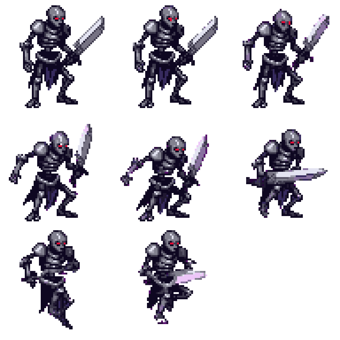 Armored Skeleton Warrior Jumping pixel art