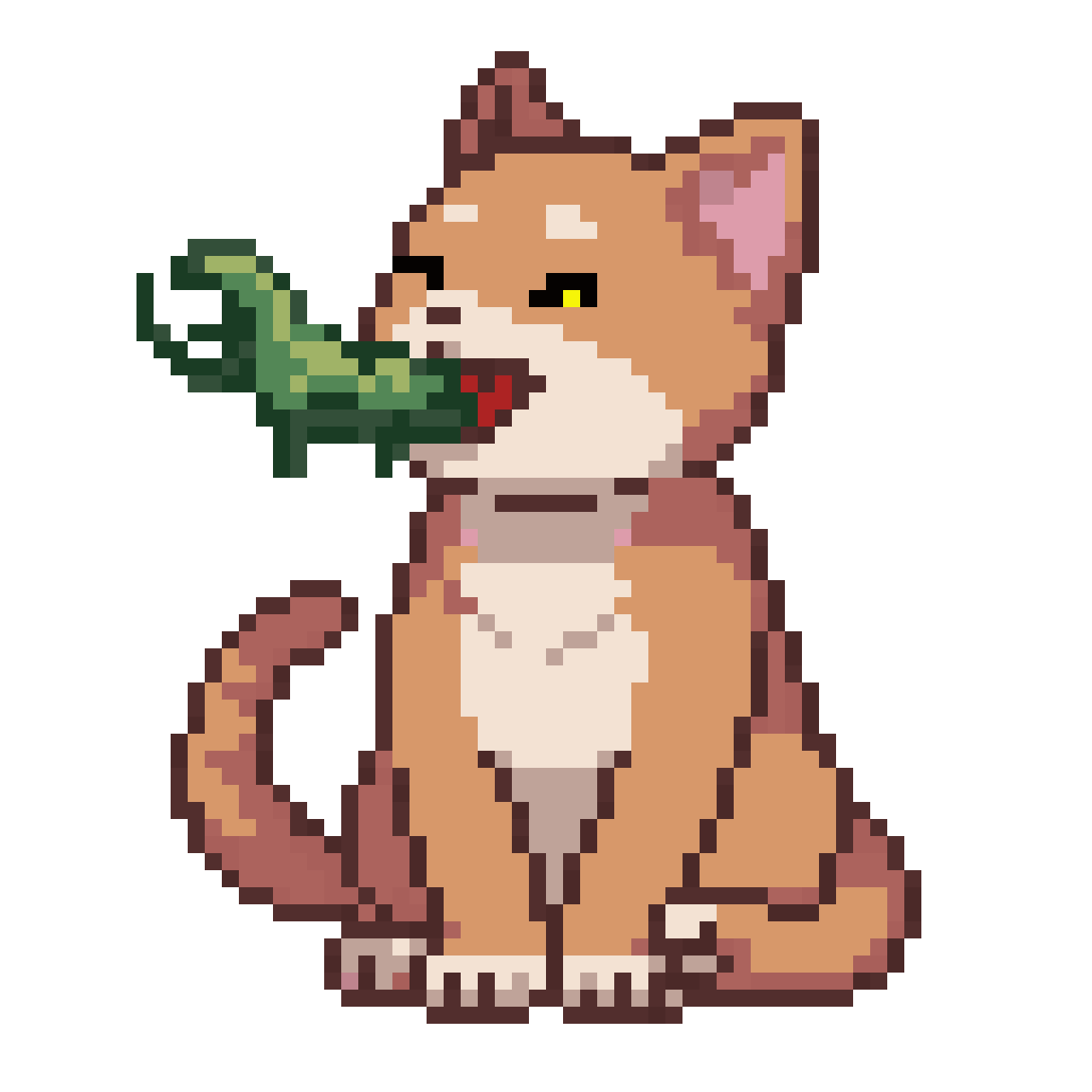 cat with dragon in mouth pixel art