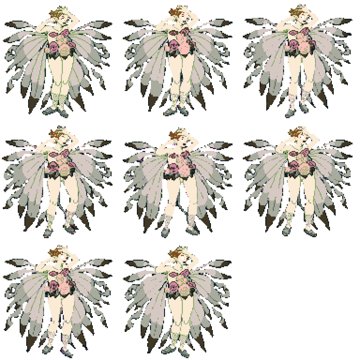 cheerful mischievous fairy girl, laughing Walking pixel art