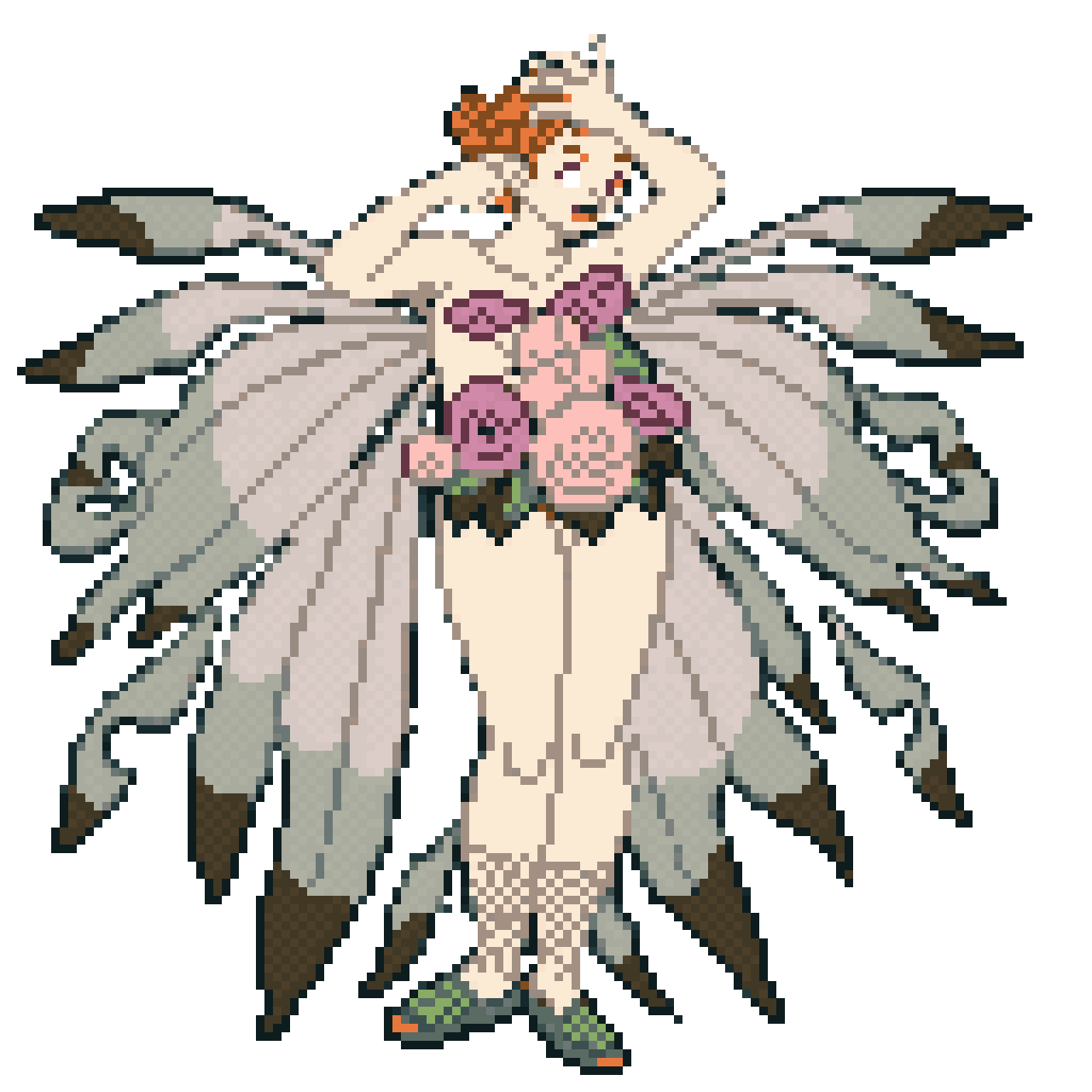 cheerful mischievous fairy girl, laughing pixel art