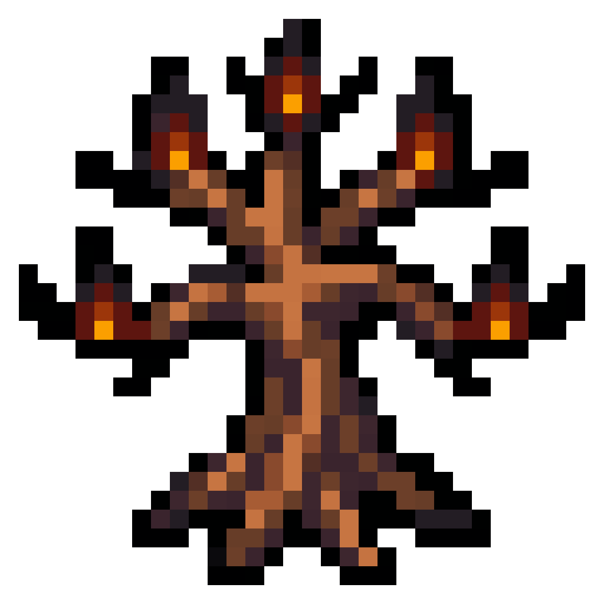 charred dead spooky tree pixel art
