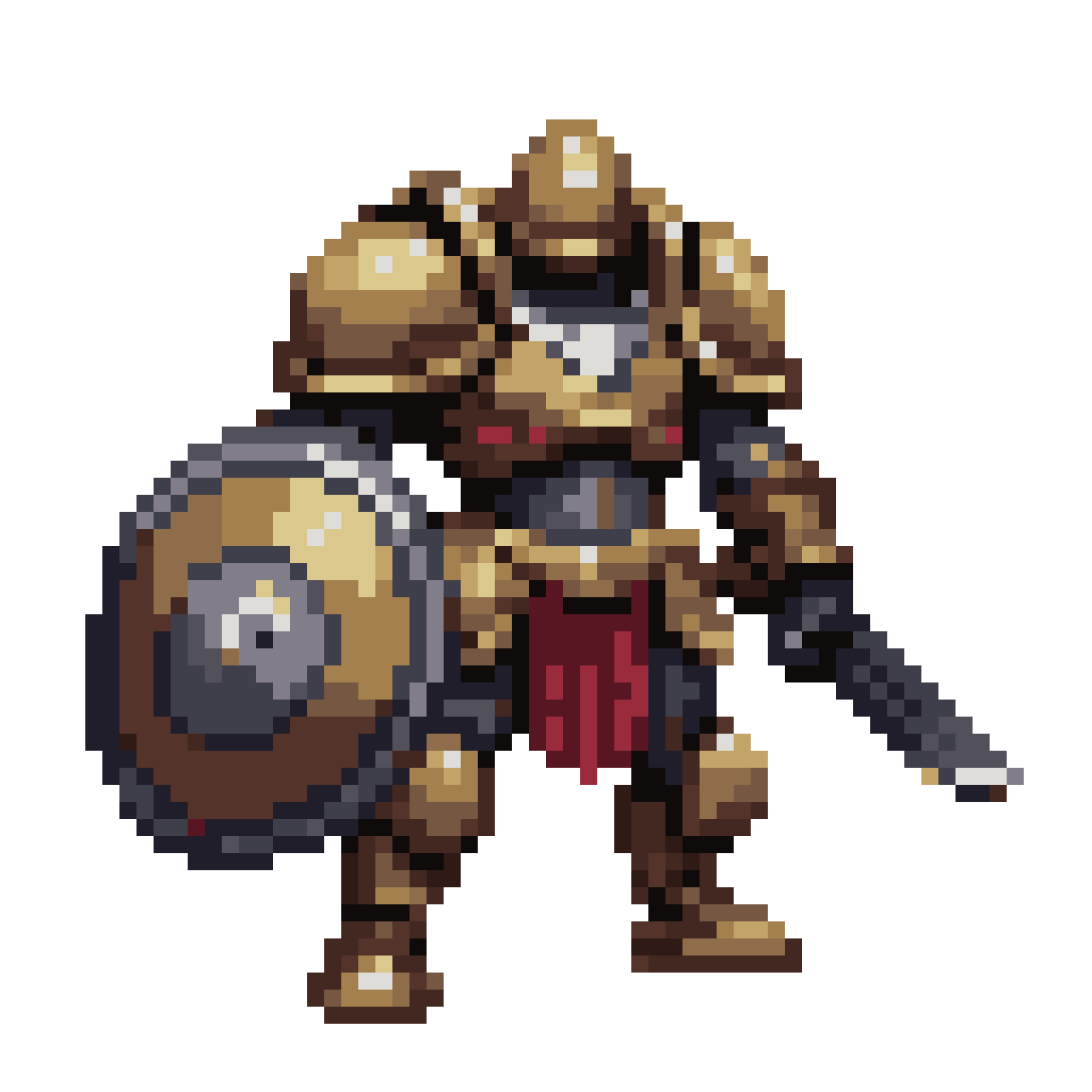 Tank Character with Shield and Sword pixel art