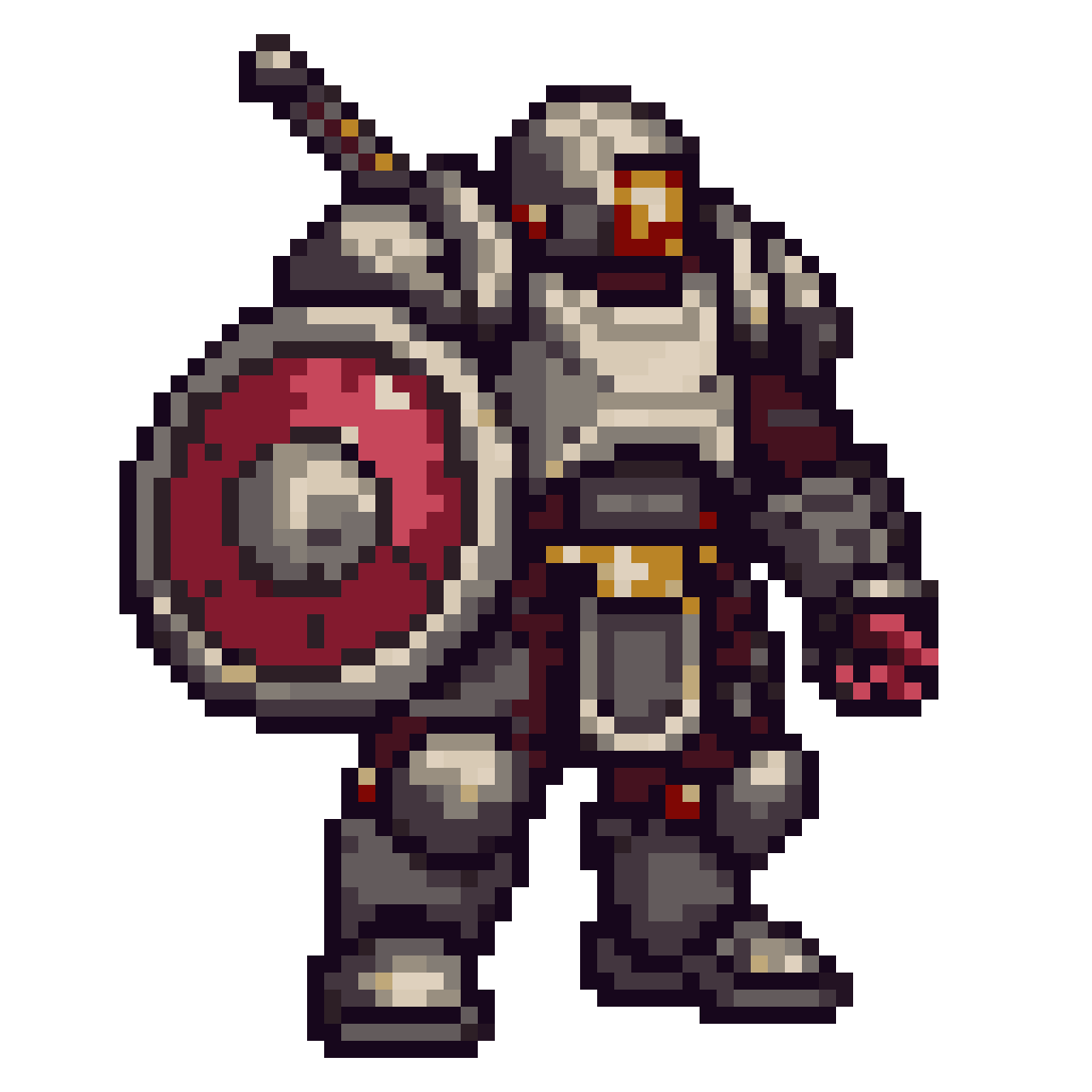 Tank Character with Shield and Sword pixel art