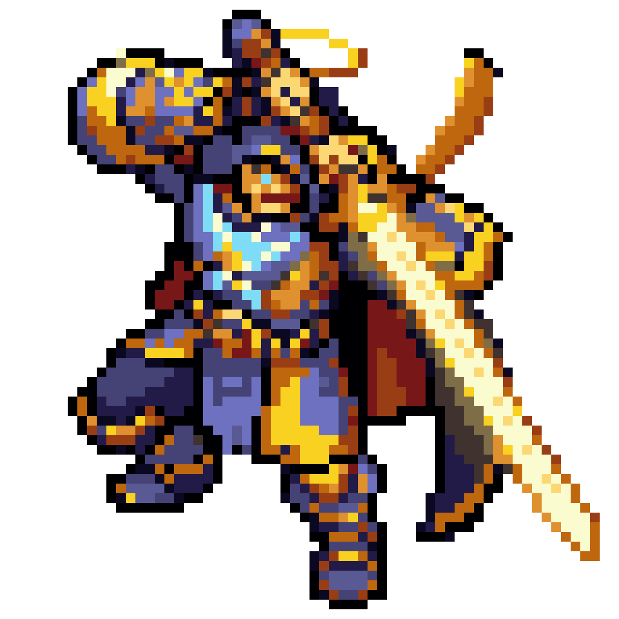 Angel Themed Assassin with Yellow Sword pixel art