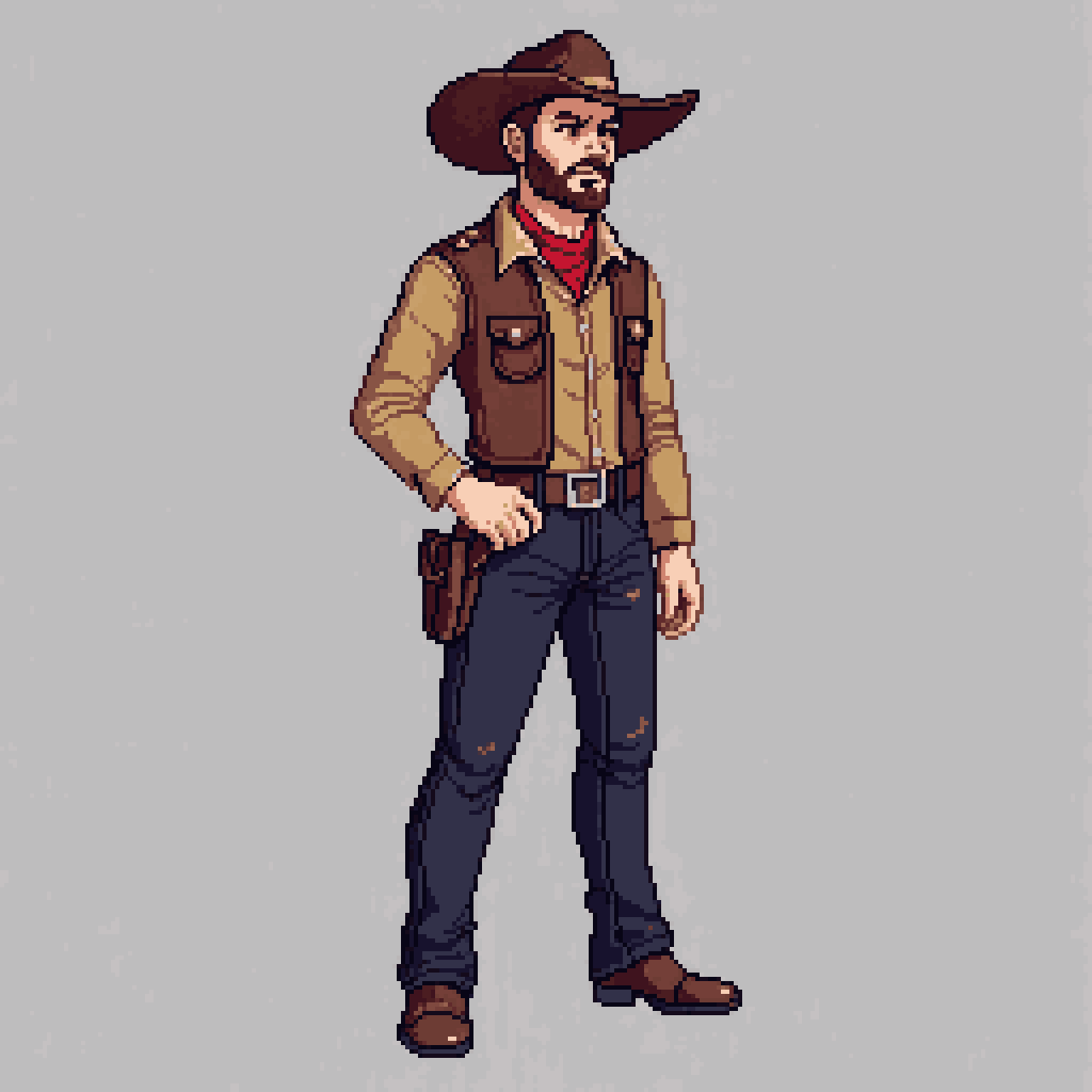 Stylized Pixel Art Cowboy Character pixel art