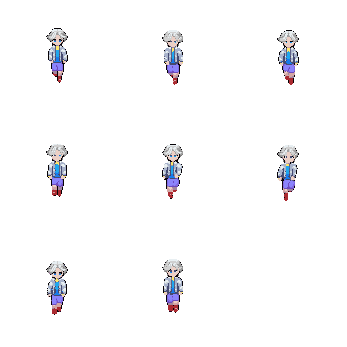 Young Character with Silver Hair Walking pixel art
