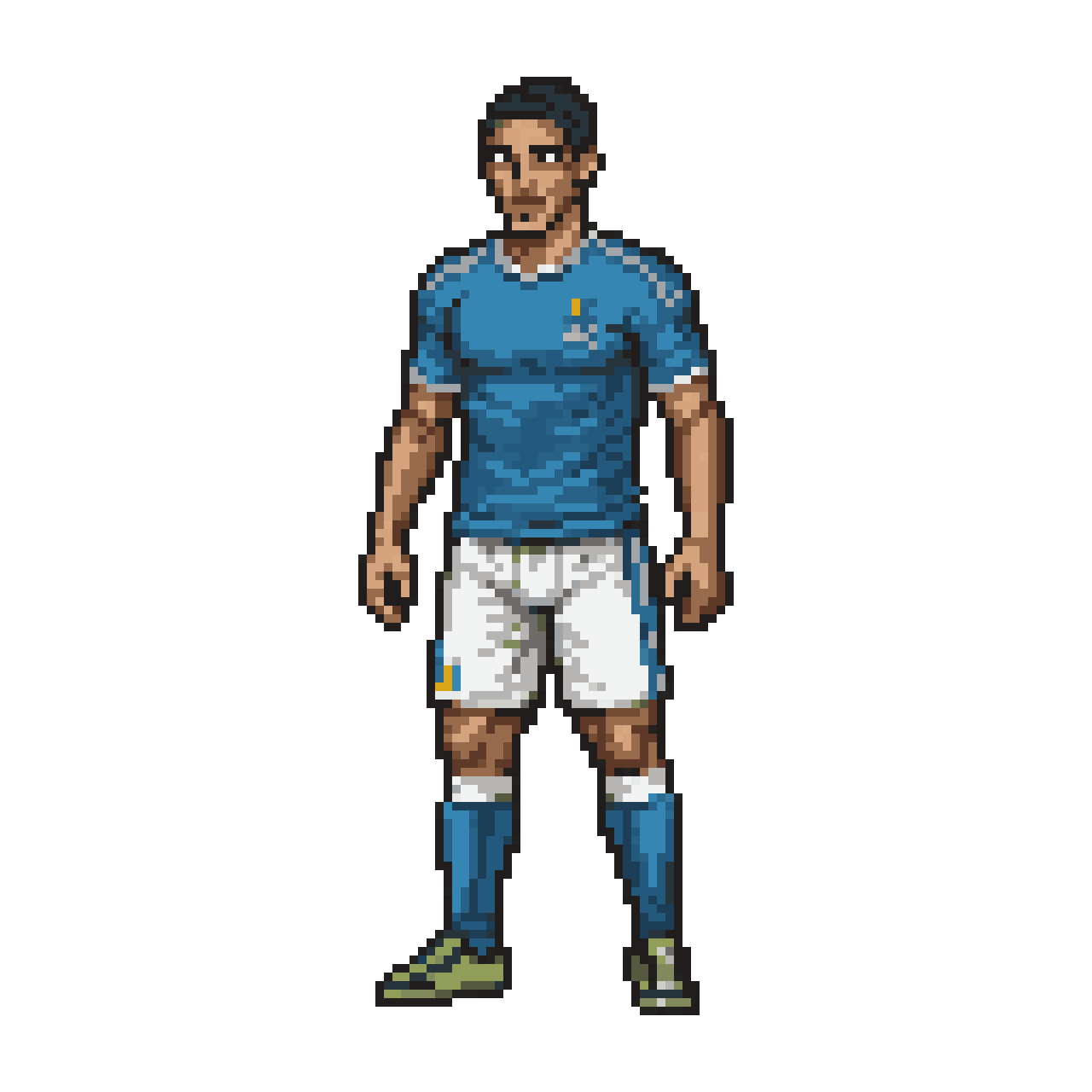 2D game sprite, footballer in pixel art