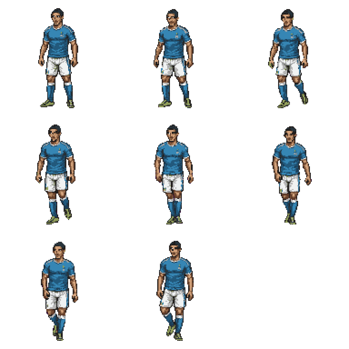 character walking forward, legs alternating pixel art