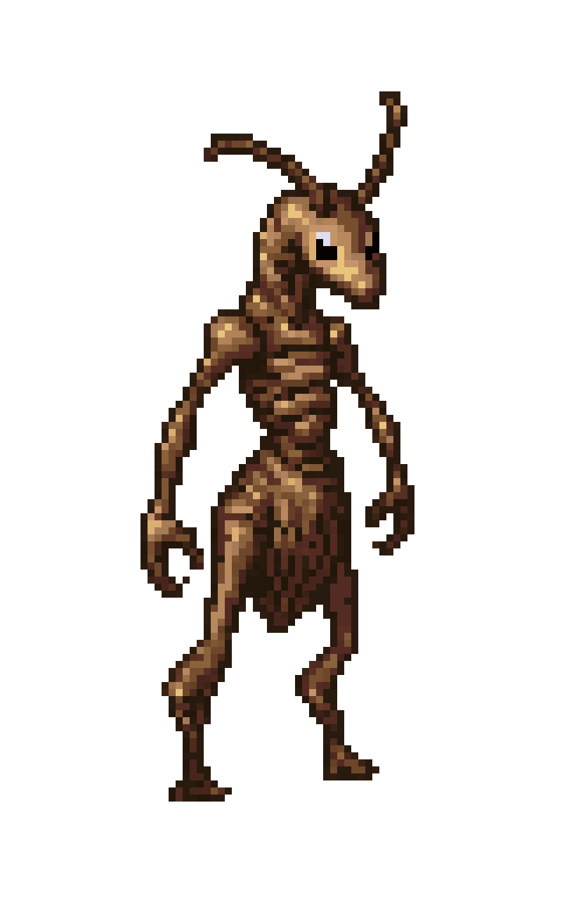 Ancient Ant Boss with Root Arms pixel art