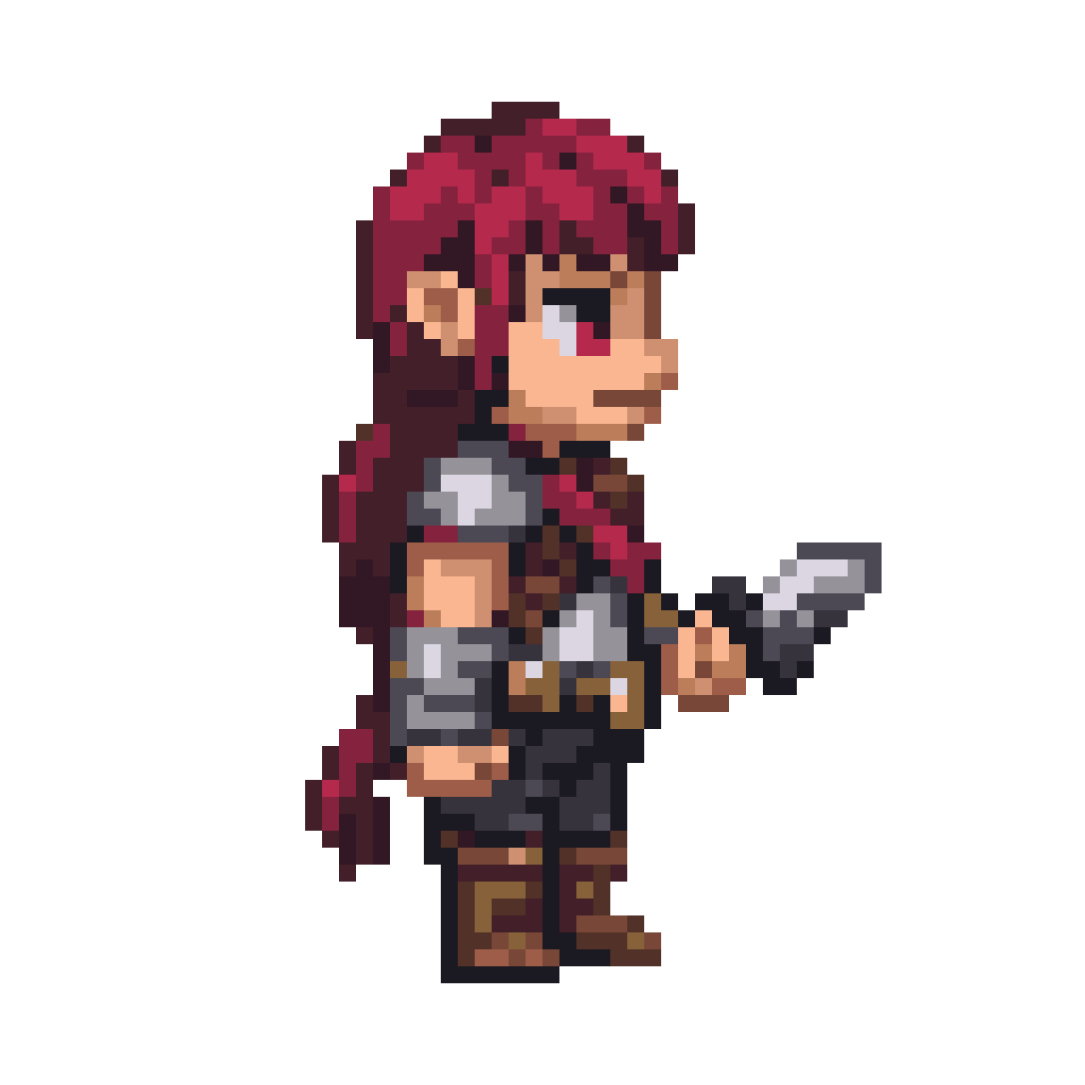 Simple Weak Adventurer with Iron Sword pixel art