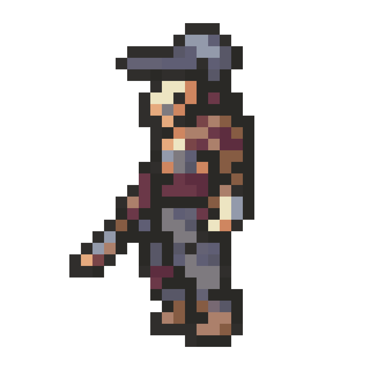 Simple weak male adventurer with sword pixel art