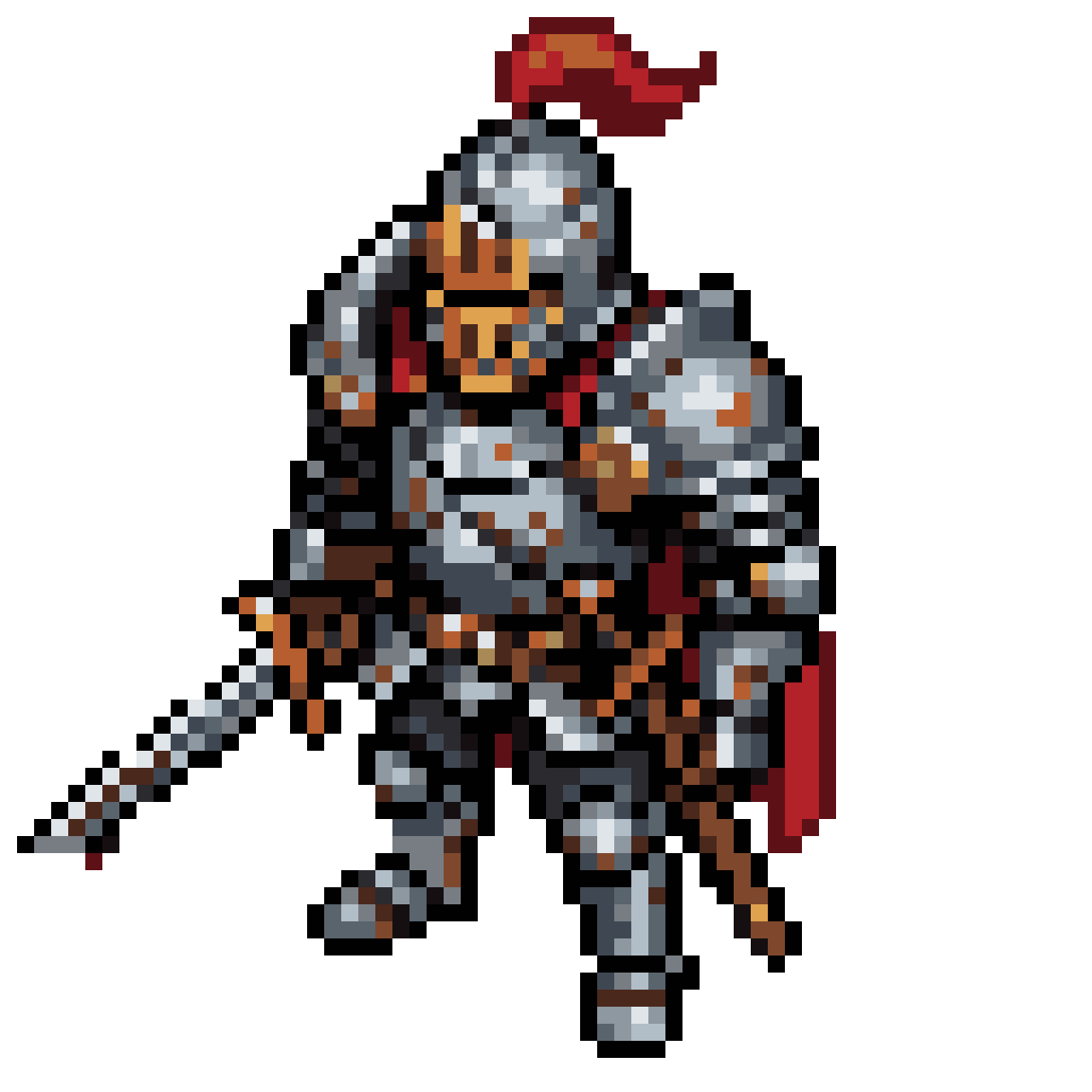 A legendary medieval knight in pixel art