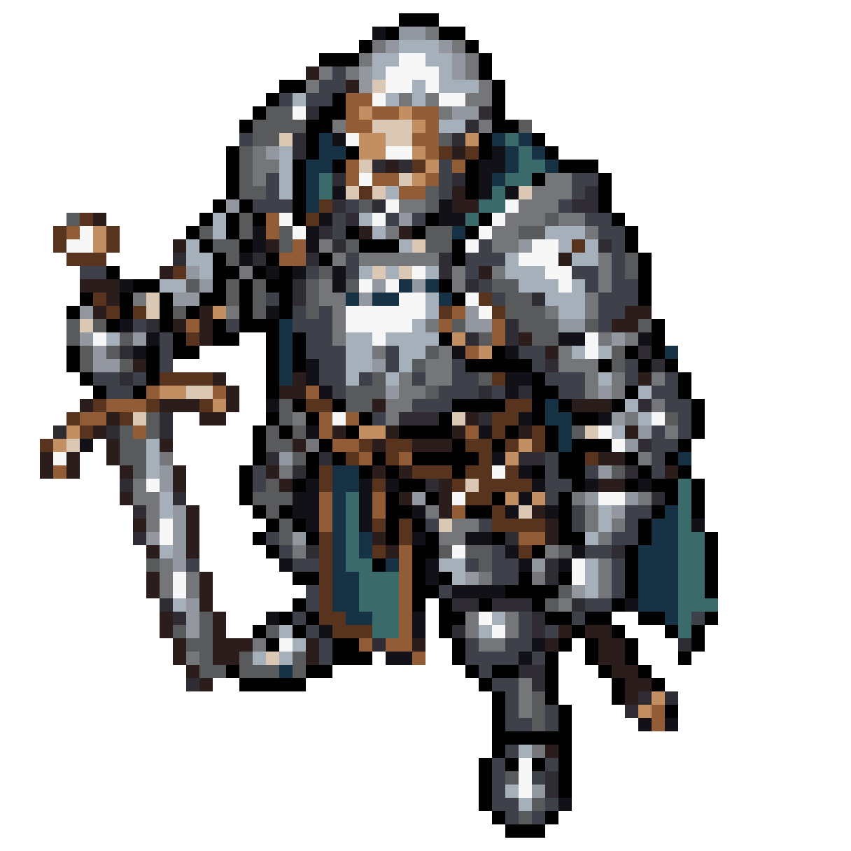 A retired legendary medieval knight pixel art