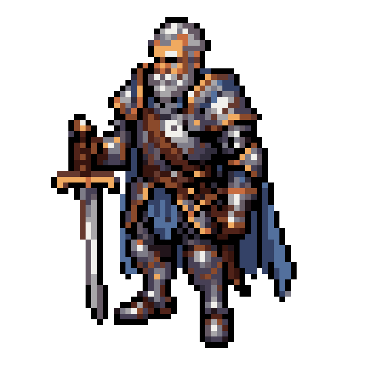 A retired legendary medieval knight pixel art