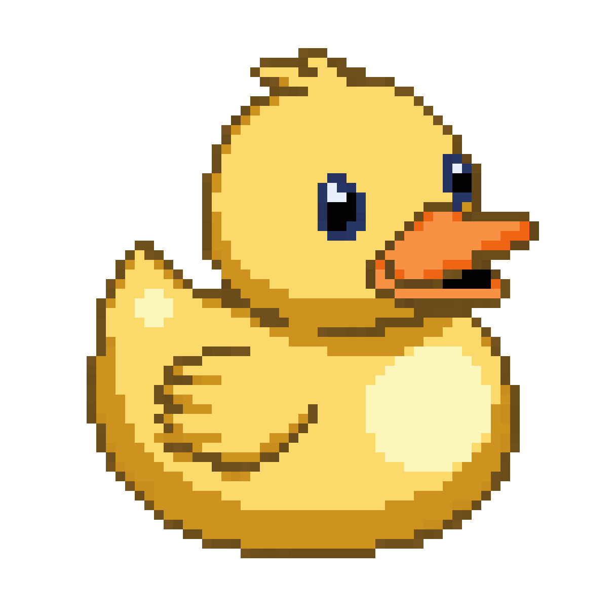 Yellow duck with orange mouth pixel art