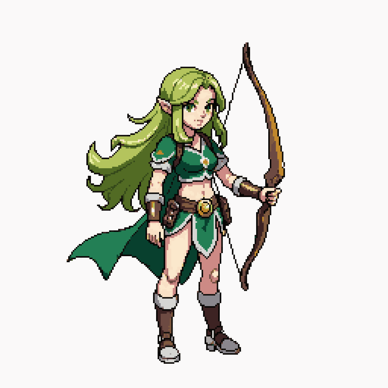 Original 2D fantasy MMORPG archer pixel art