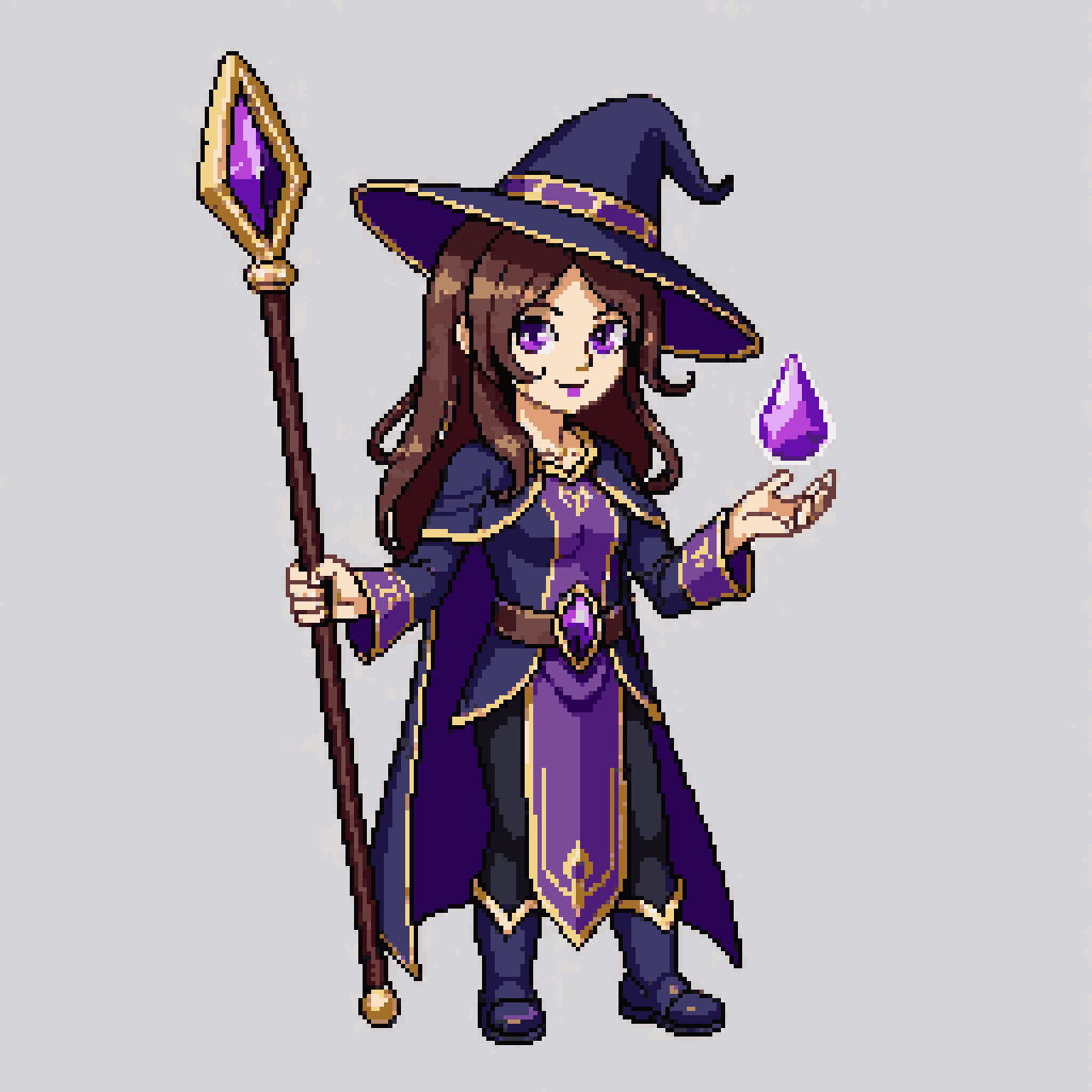 Pixel art fantasy MMORPG sorceress pixel art