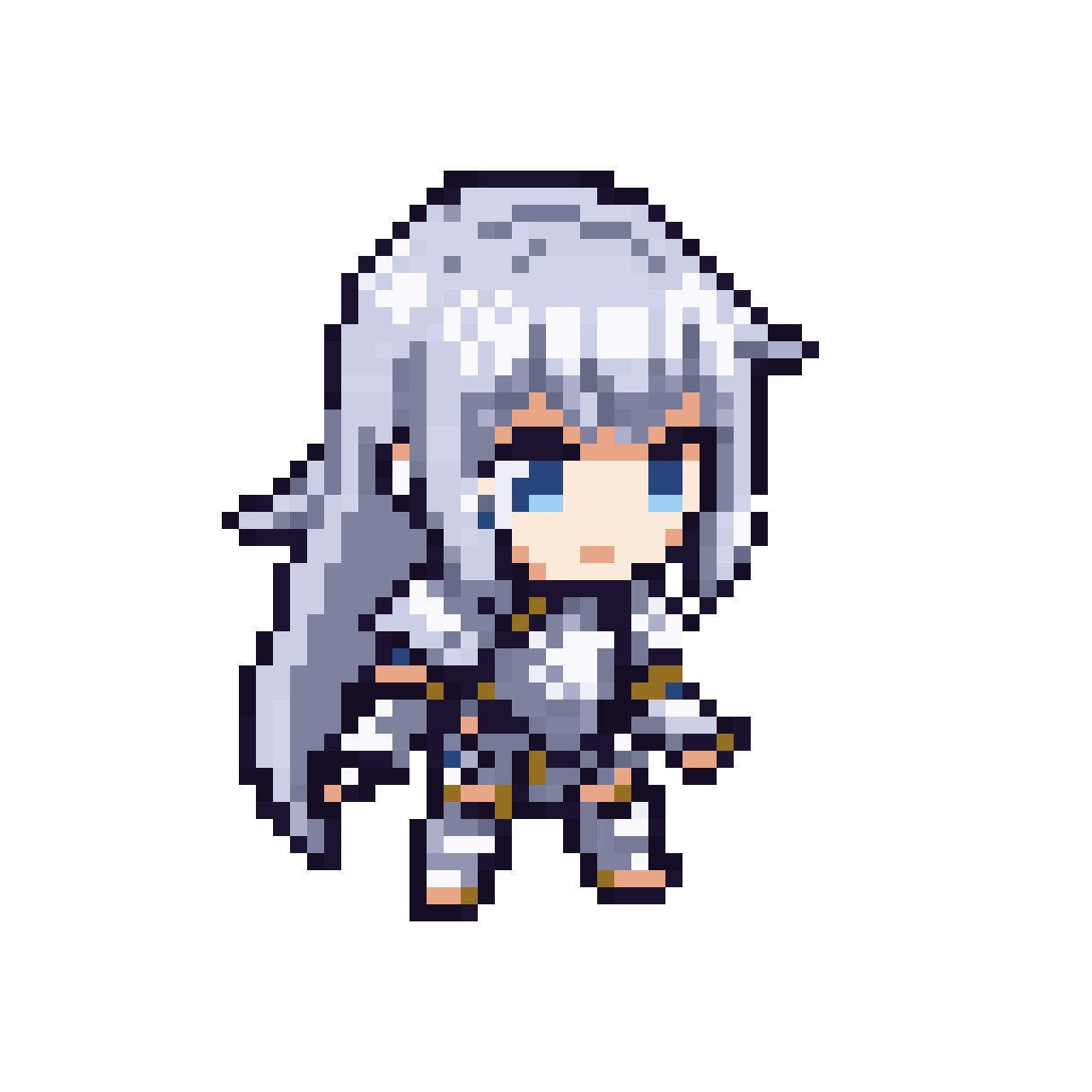 Silver-Haired Female Knight Chibi pixel art
