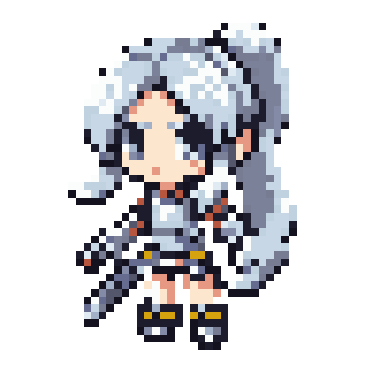 Silver-Haired Female Knight Chibi pixel art