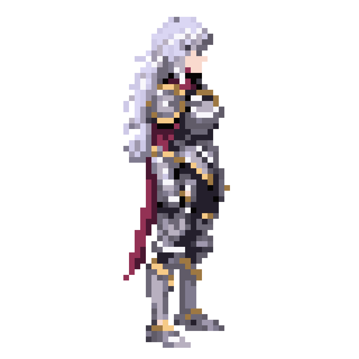 Silver-Haired Female Knight in Armor pixel art